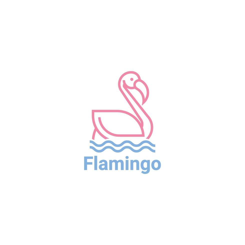 ikon logotyp flamingo koncept i linjekonst vektor