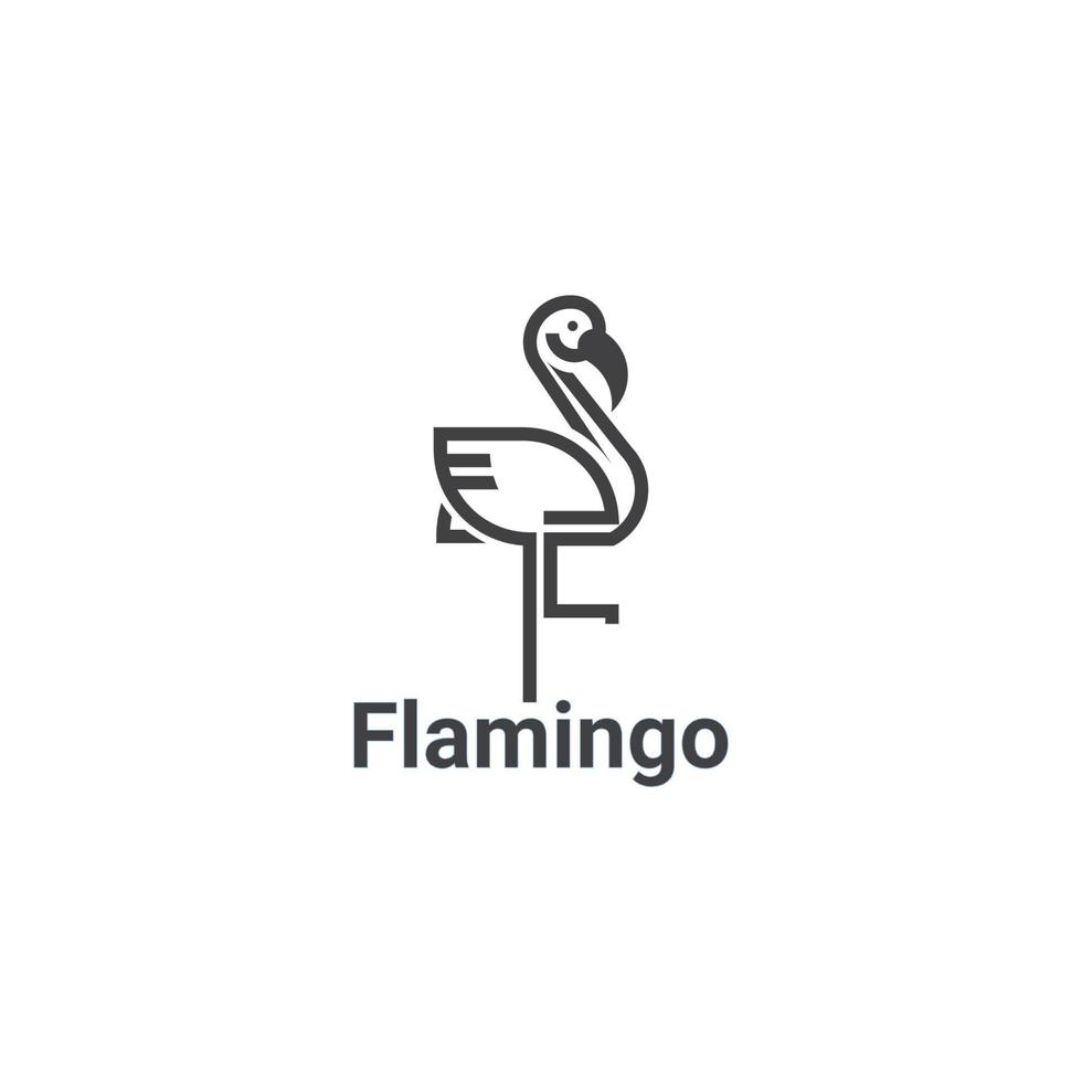Icon-Logo-Flamingo-Konzept in Strichzeichnungen vektor