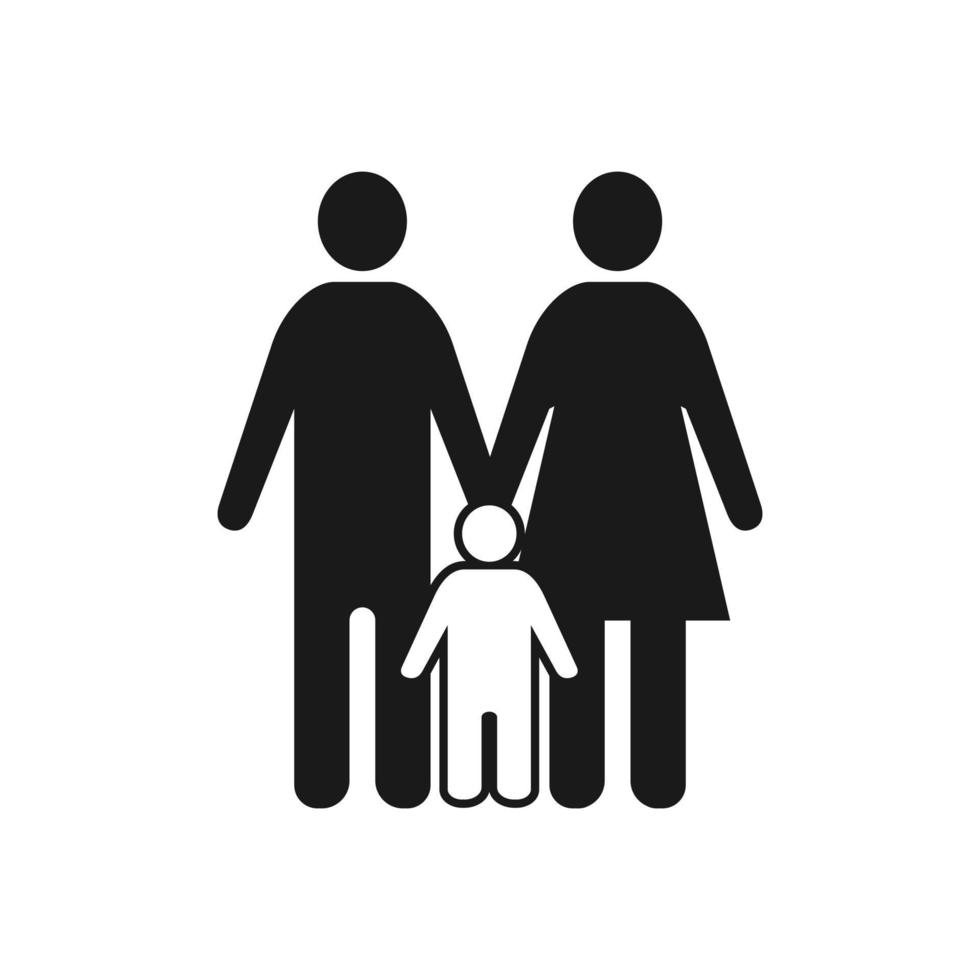 Familie. Familienikonendesign lokalisiert auf weißem Hintergrund. Familiensilhouette. Familie-Symbol-Vektor-Design-Illustration. Menschen-Symbol-Zeichen vektor