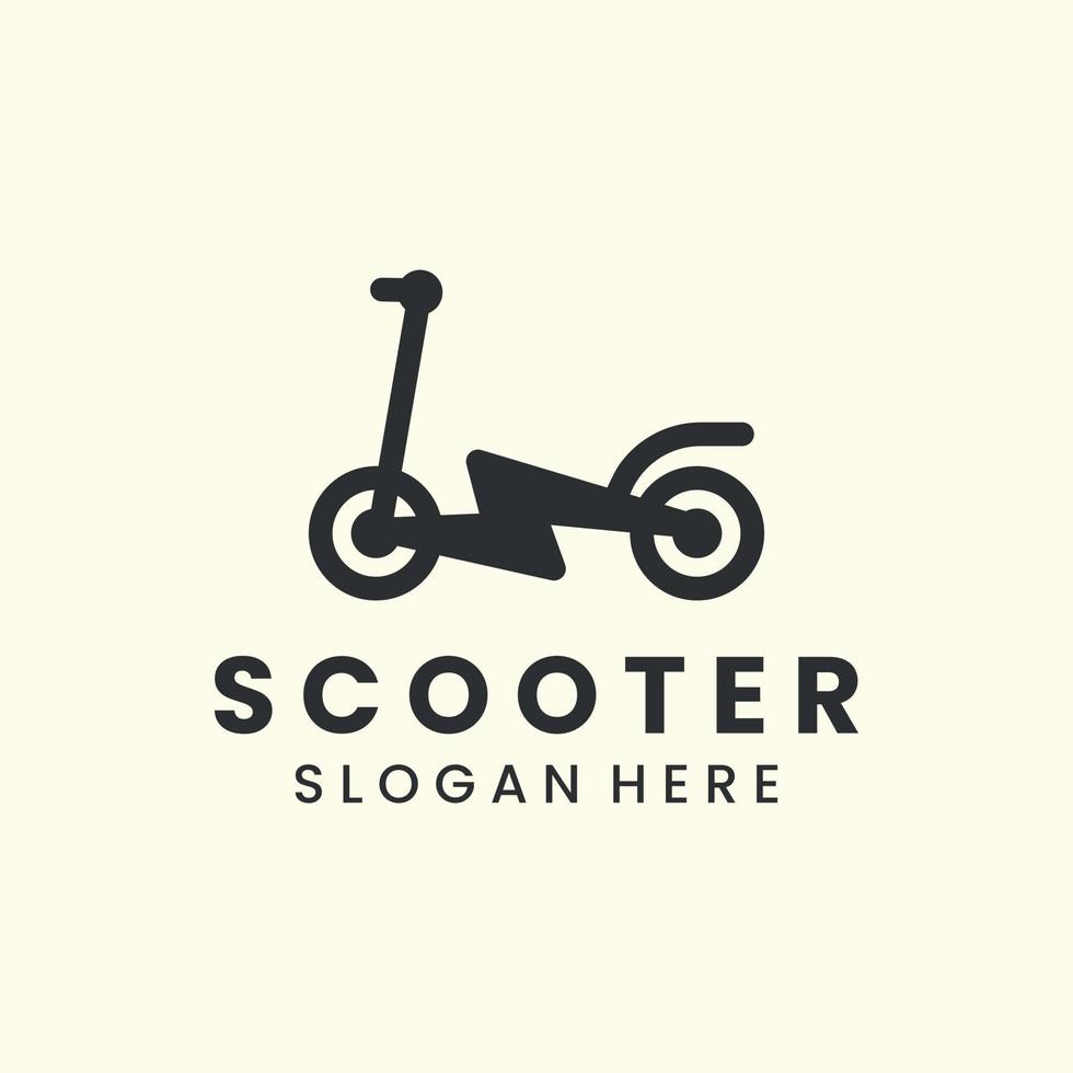 Scooter elektrisch mit Logo-Icon-Template-Design im Vintage-Stil. motorisierte, exzentrische Nabenvektorillustration vektor