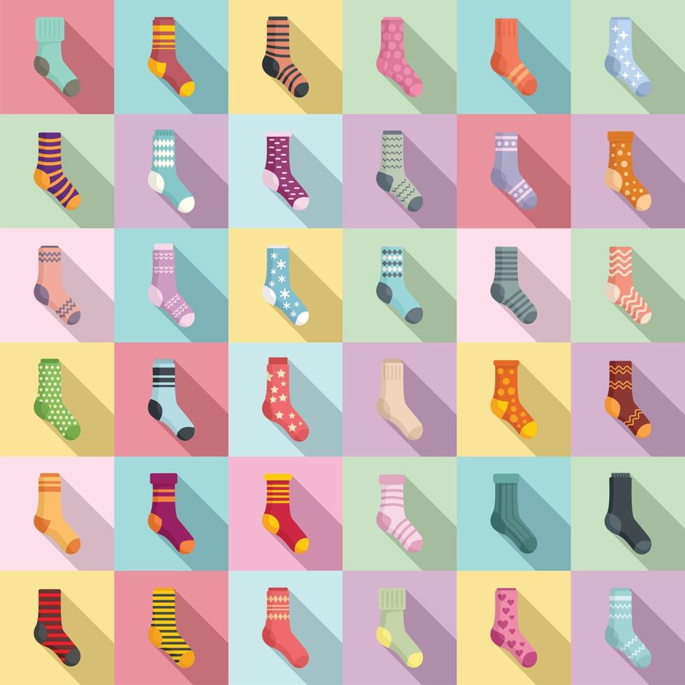 Socken-Icons gesetzt, flacher Stil vektor