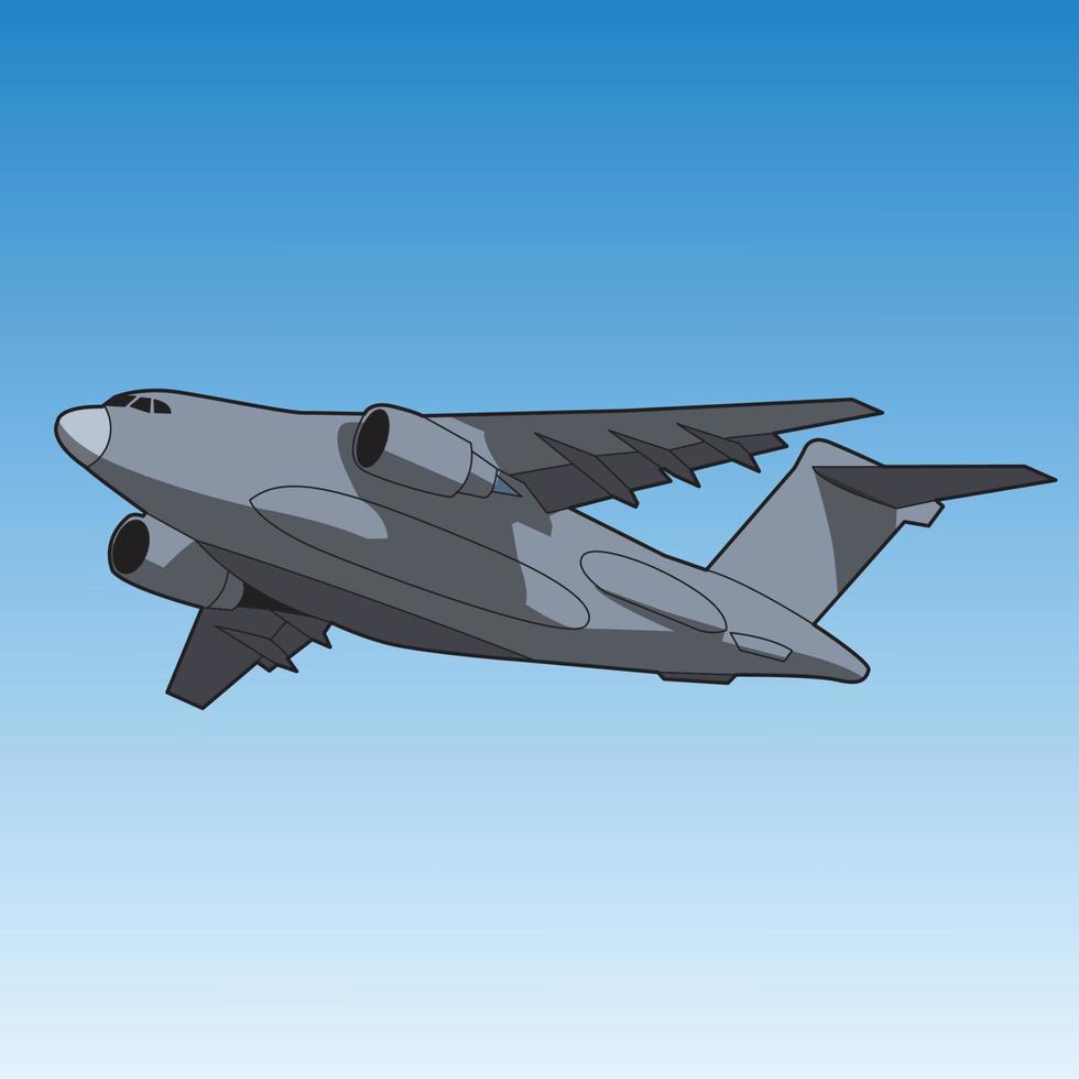 militärisches Frachtflugzeug-Illustrationsvektordesign vektor