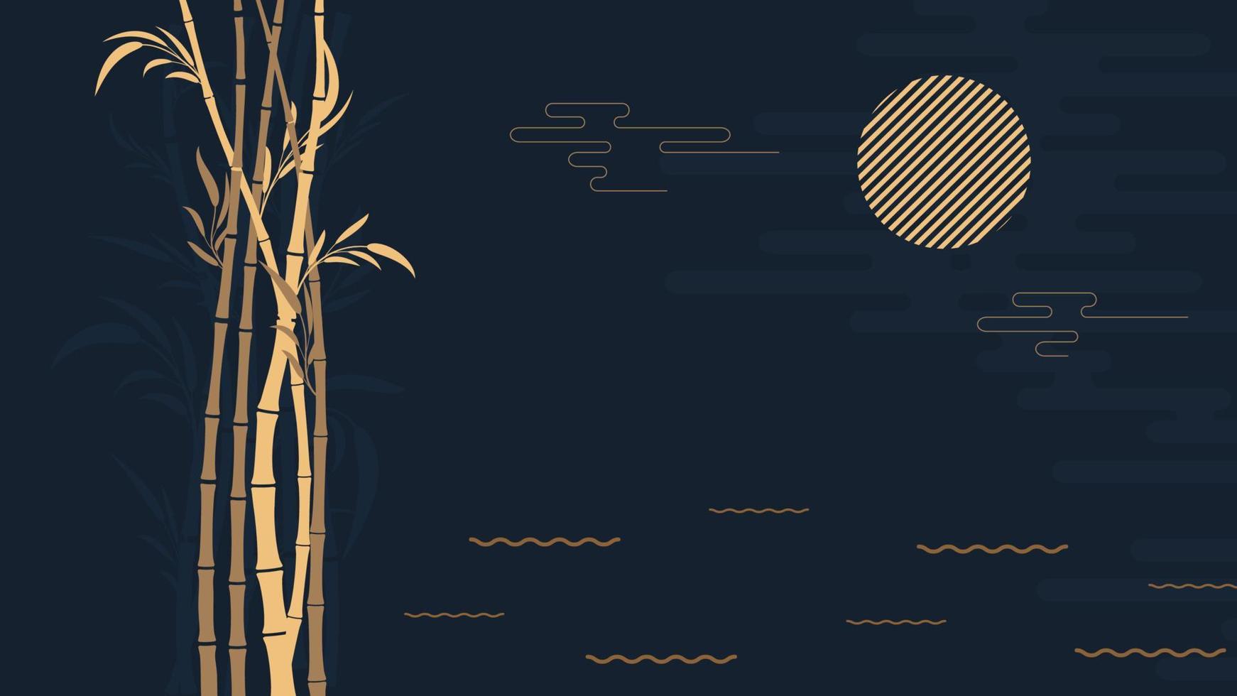 abstrakt stiliserad mörk bakgrund bambuskog på natten med moon.template för affisch, vykort, flygblad .vector illustration vektor