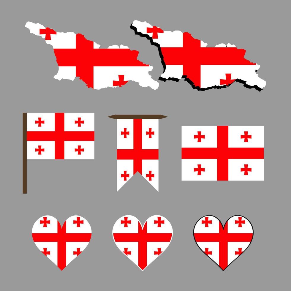 georgien. georgiens karta och flagga. vektor illustration.