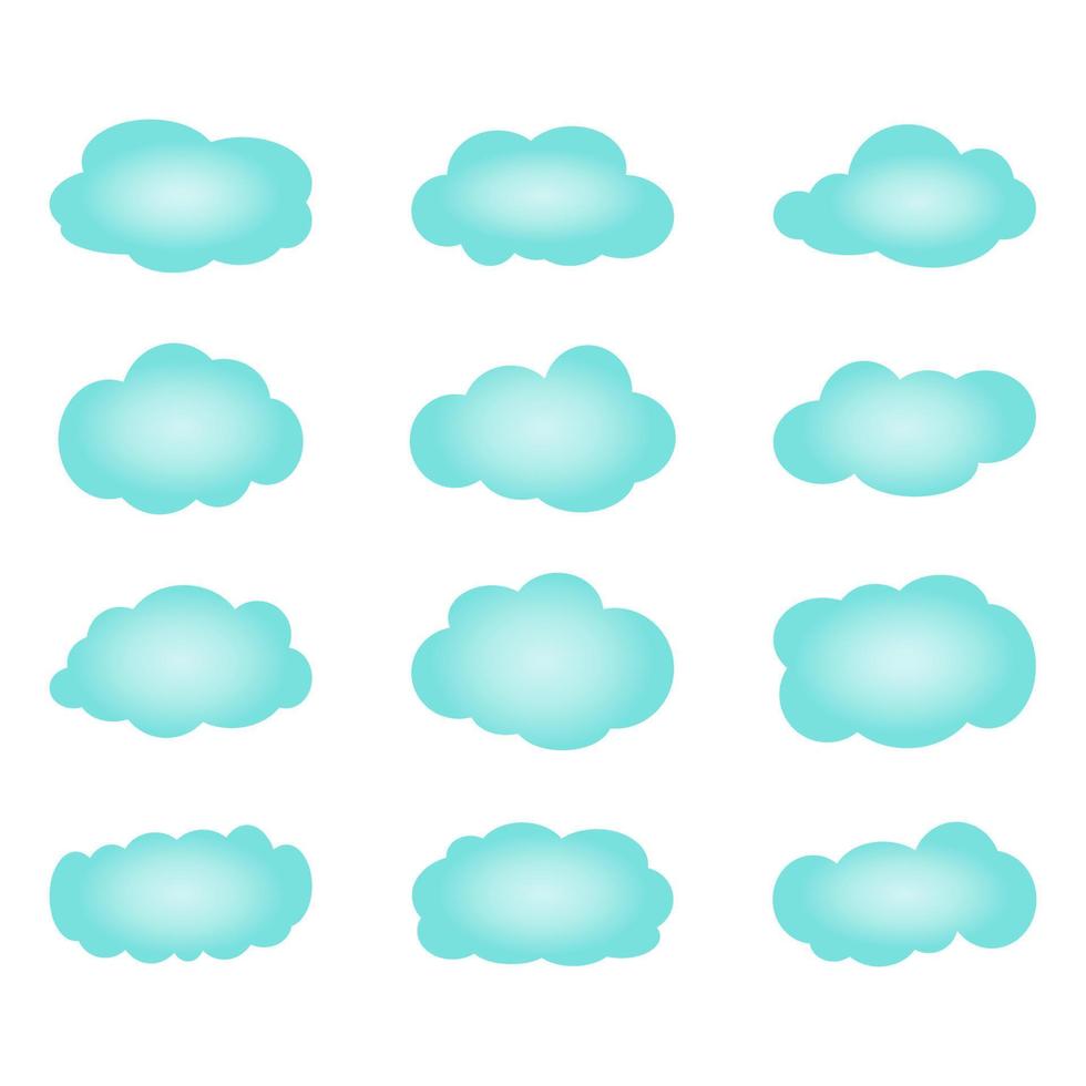 Wolke. abstrakter blauer Wolkensatz lokalisiert auf weißem Hintergrund. vektor