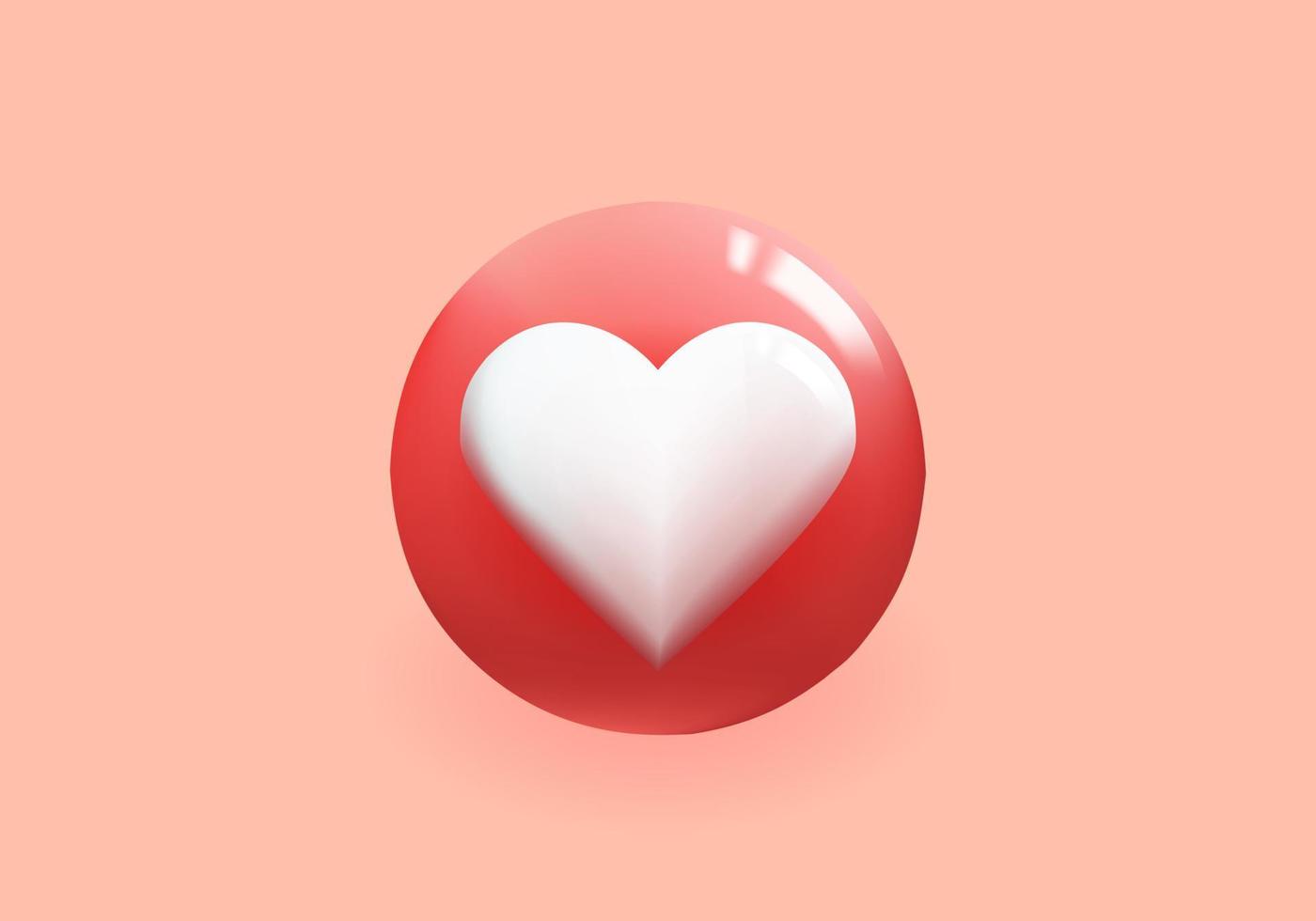 3D modernes Liebes-Emoji. Daumen hoch Ball Zeichen Emoticon Icon Design für soziales Netzwerk. vektor