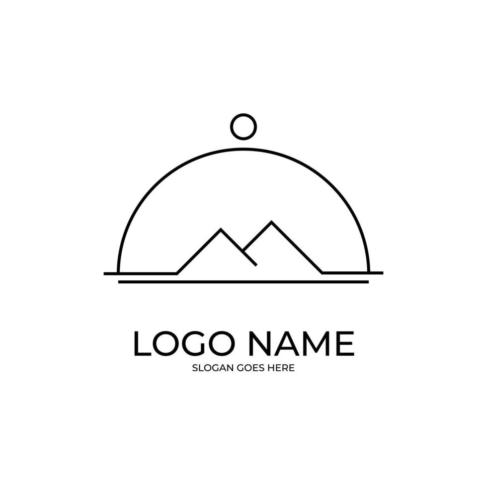 servera restaurang landskap logotyp koncept vektor