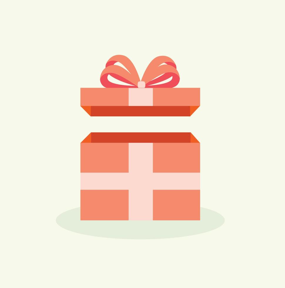 presentförpackning, presentförpackning platt vektorillustration i tecknad stil. paketlåda med rosa band. perfekt för festdesignelement, goda helgdagar och jul och födelsedagsfester. vektor
