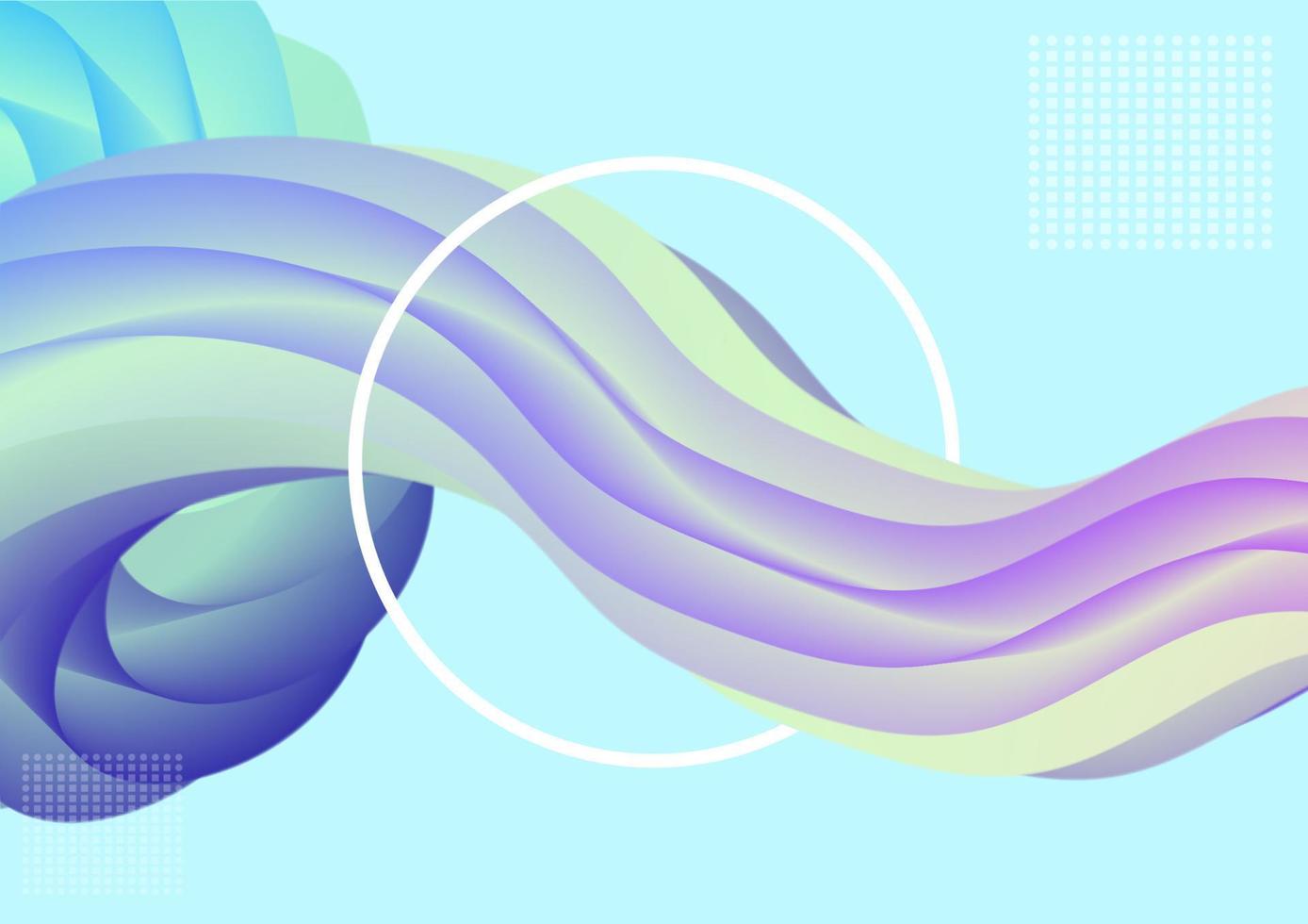 abstrakter 3d-flüssigkeitsflusshintergrund. Farbige Wellenformen auf hellblauem Hintergrund für Webbanner, Poster, Flyer und Broschüren. vektor