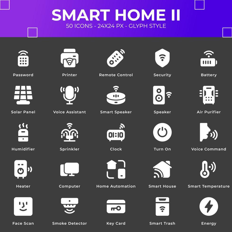 Smart-Home-Icon-Pack mit solidem Stil vektor