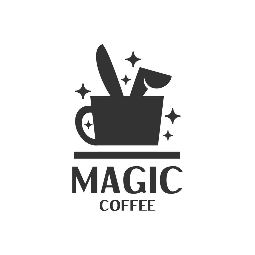 illustration av magikerhatt som bildar en kopp och kaninöron. bra för alla företag som har med kaffe att göra. vektor