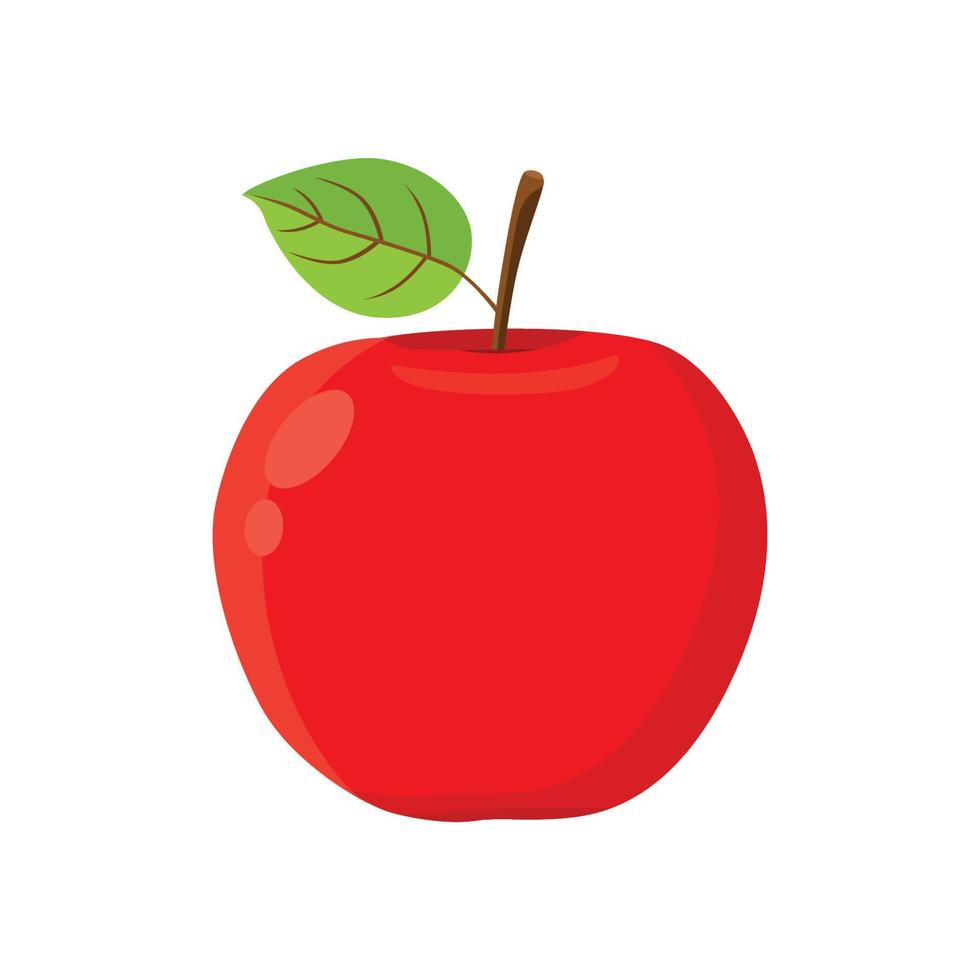 Flacher Vektor des roten Apfels lokalisiert auf weißem Hintergrund. flache Abbildung Grafiksymbol