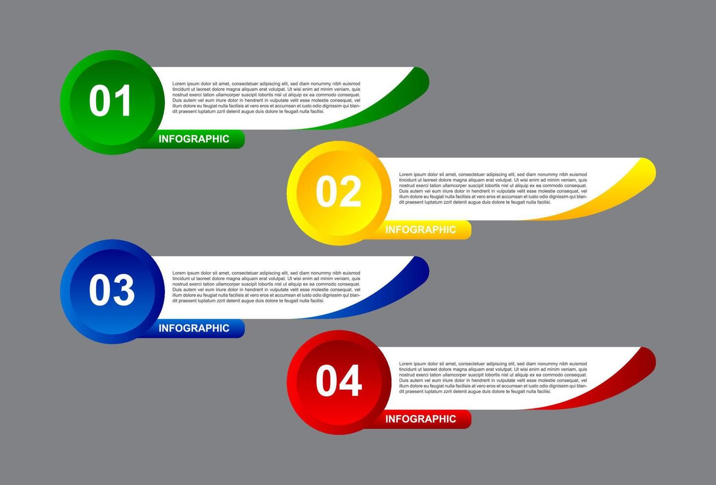 4 stadier av infografiska element i fyrfärg. design för banners, presentationer och mer. vektor