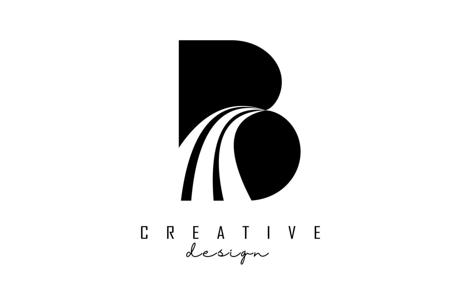 svart bokstav b-logotyp med ledande linjer och vägkonceptdesign. bokstaven b med geometrisk design. vektor
