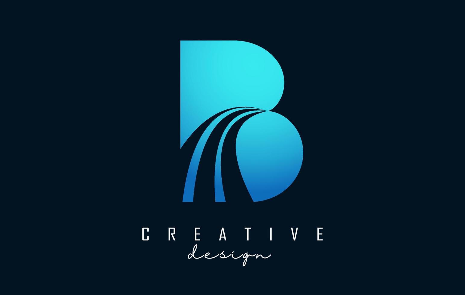 kreatives buchstabe b-logo mit führenden linien und straßenkonzeptdesign. buchstabe b mit geometrischem design. vektor