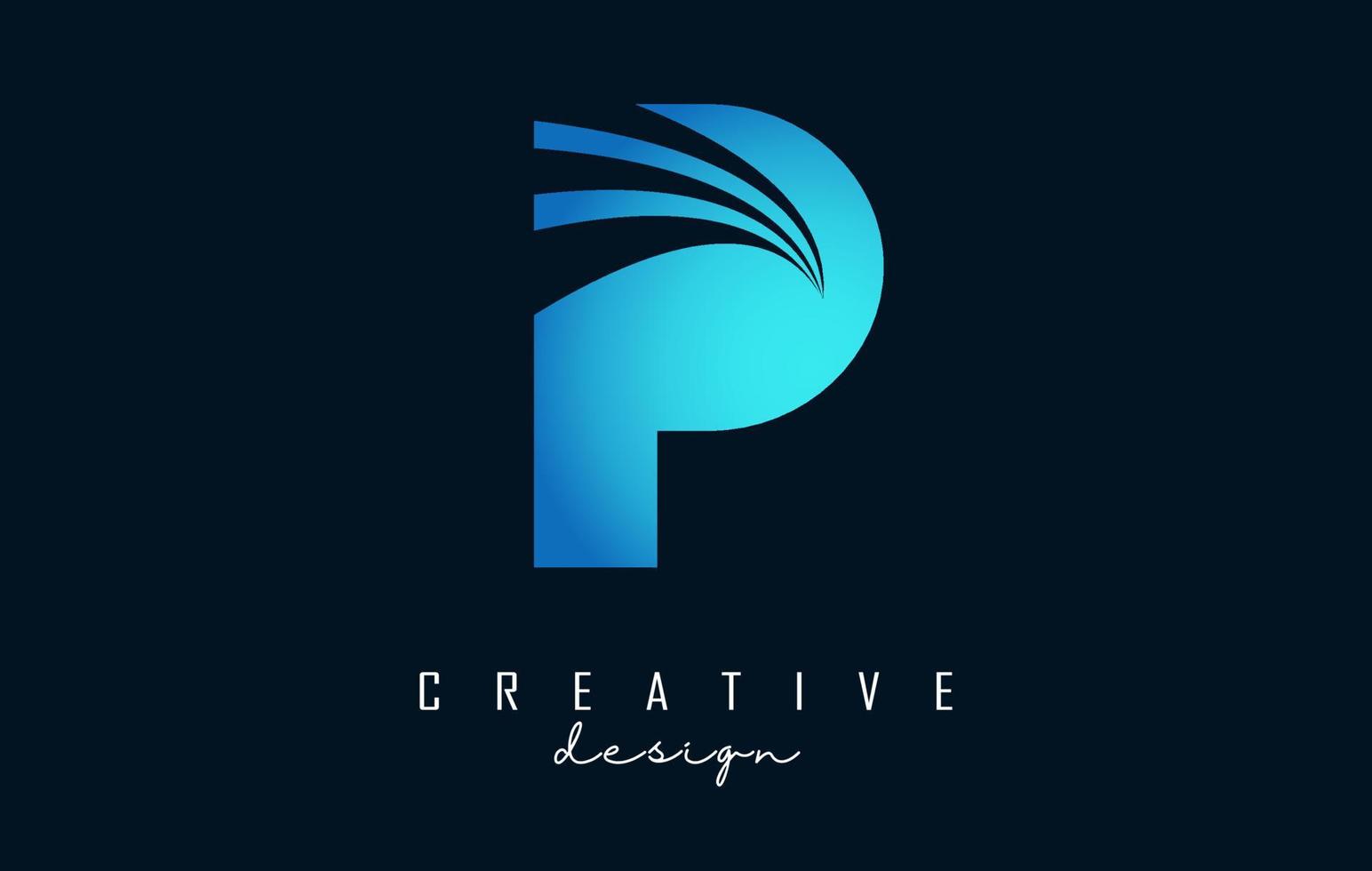 kreativ bokstav p-logotyp med ledande linjer och vägkonceptdesign. bokstaven p med geometrisk design. vektor