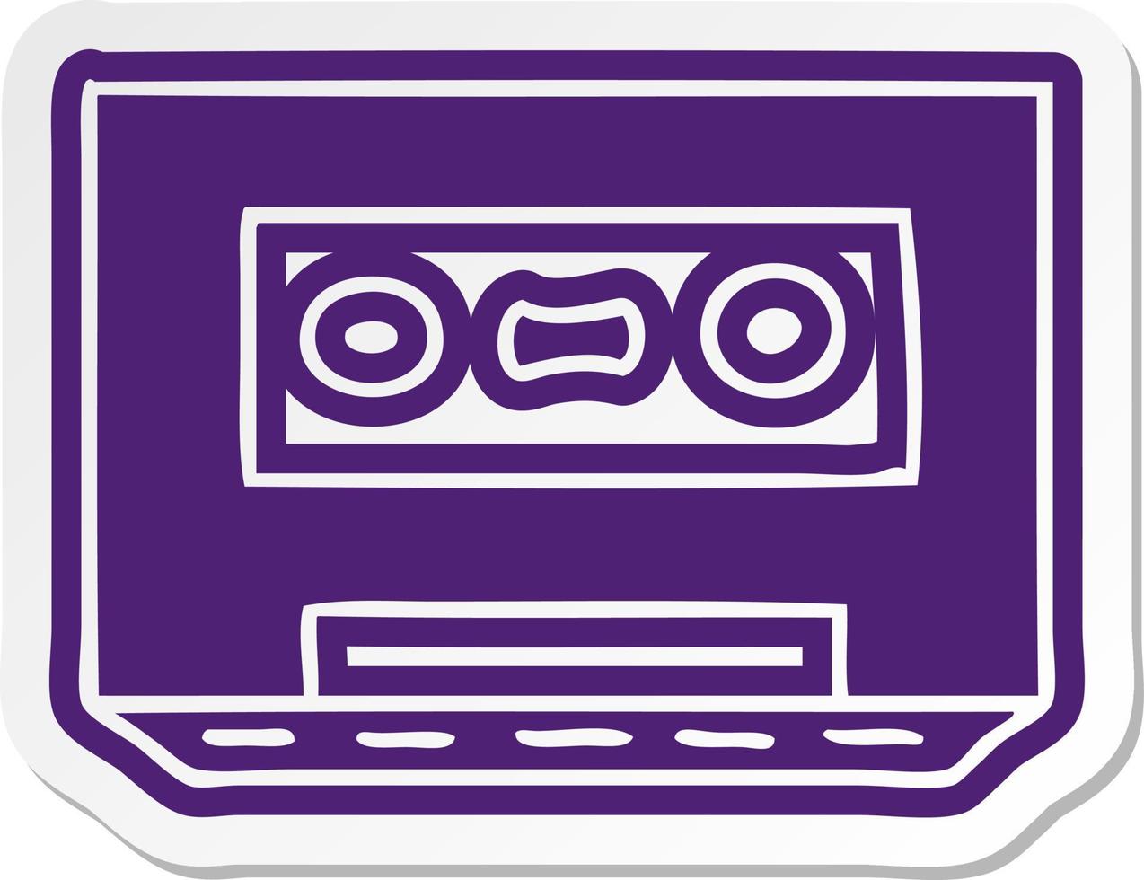 tecknad klistermärke av ett retro kassettband vektor