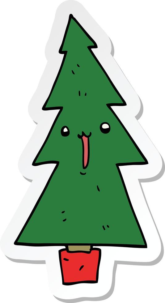 Aufkleber eines Cartoon-Weihnachtsbaums vektor