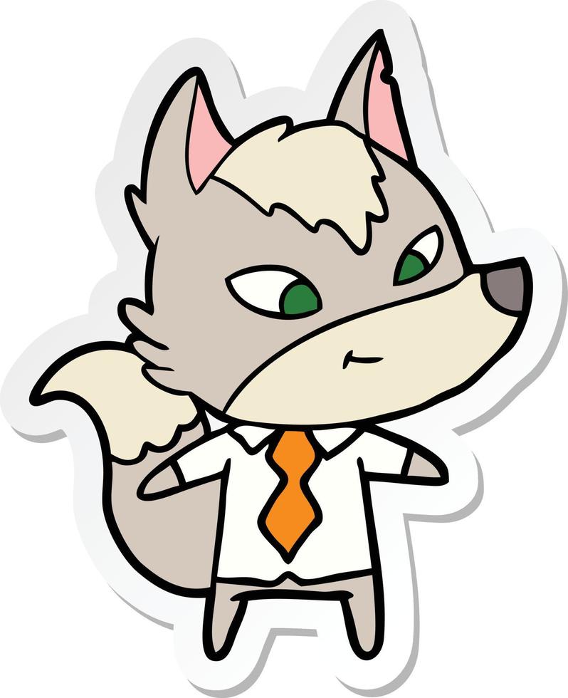 Aufkleber eines freundlichen Cartoon-Wolf-Managers vektor