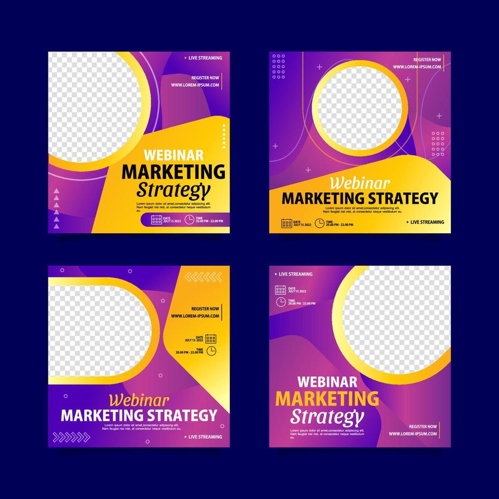 webinar marknadsföringsstrategi sociala medier inlägg vektor