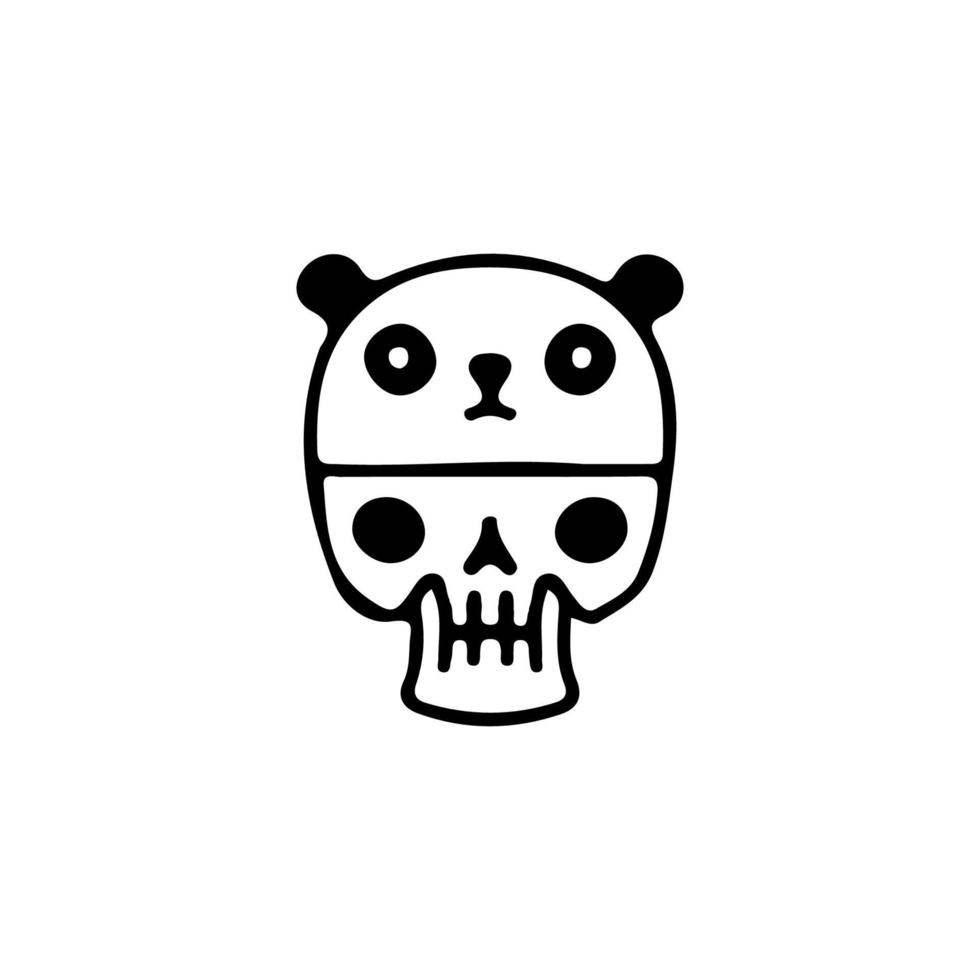 Pandaschädel, Illustration für T-Shirts, Straßenkleidung, Aufkleber oder Bekleidungswaren. mit Retro- und Cartoon-Stil. vektor