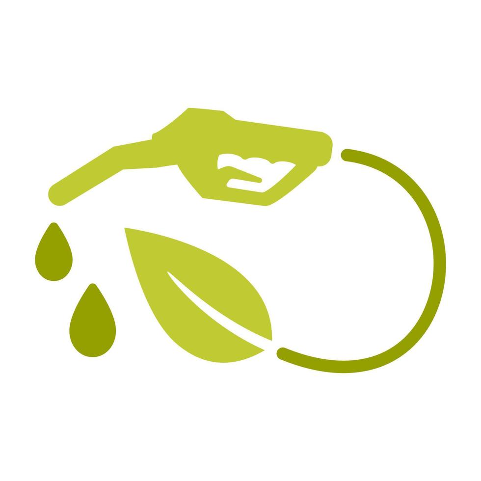 pumpmunstycke med biobränsledroppar och växande gröna blad som symboliserar miljövänlighet. ekologiskt biobränsle koncept vektor