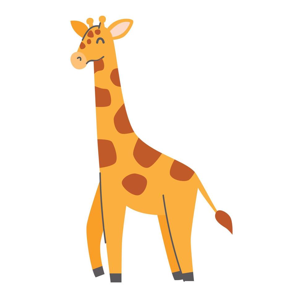 weißer Hintergrund der niedlichen Giraffe, kindliche Vektorillustration vektor