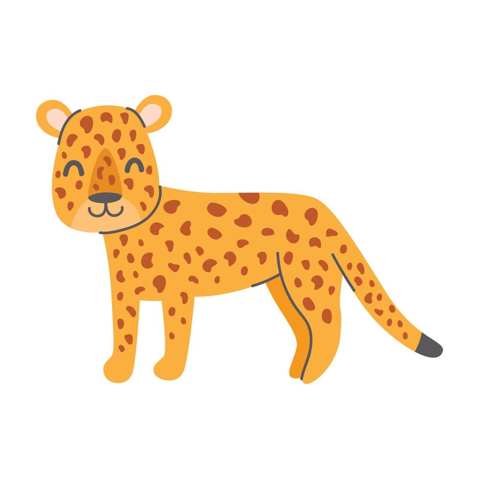söt leopard på en vit bakgrund. vektor barnslig illustration
