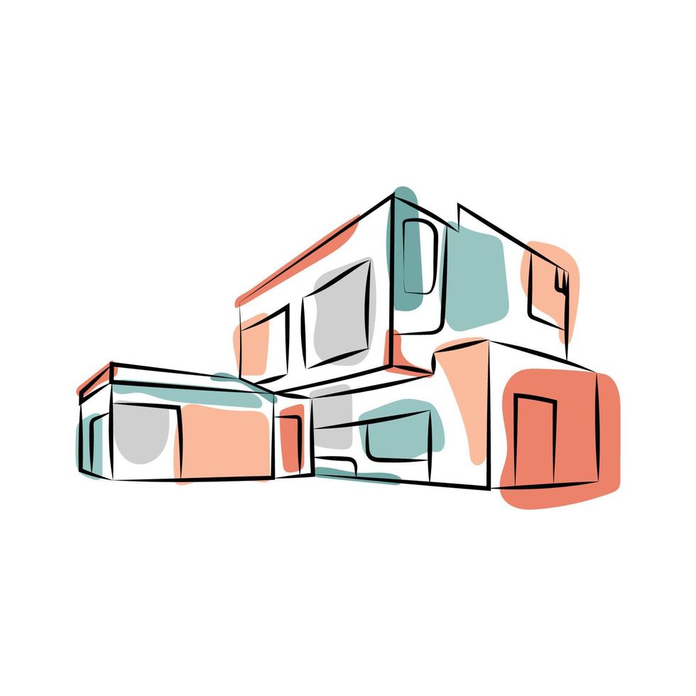 linje konst hus illustration vektor. bakgrund abstrakt raket. lämplig för innehållskampanj, sociala medier, webb, applikation vektor