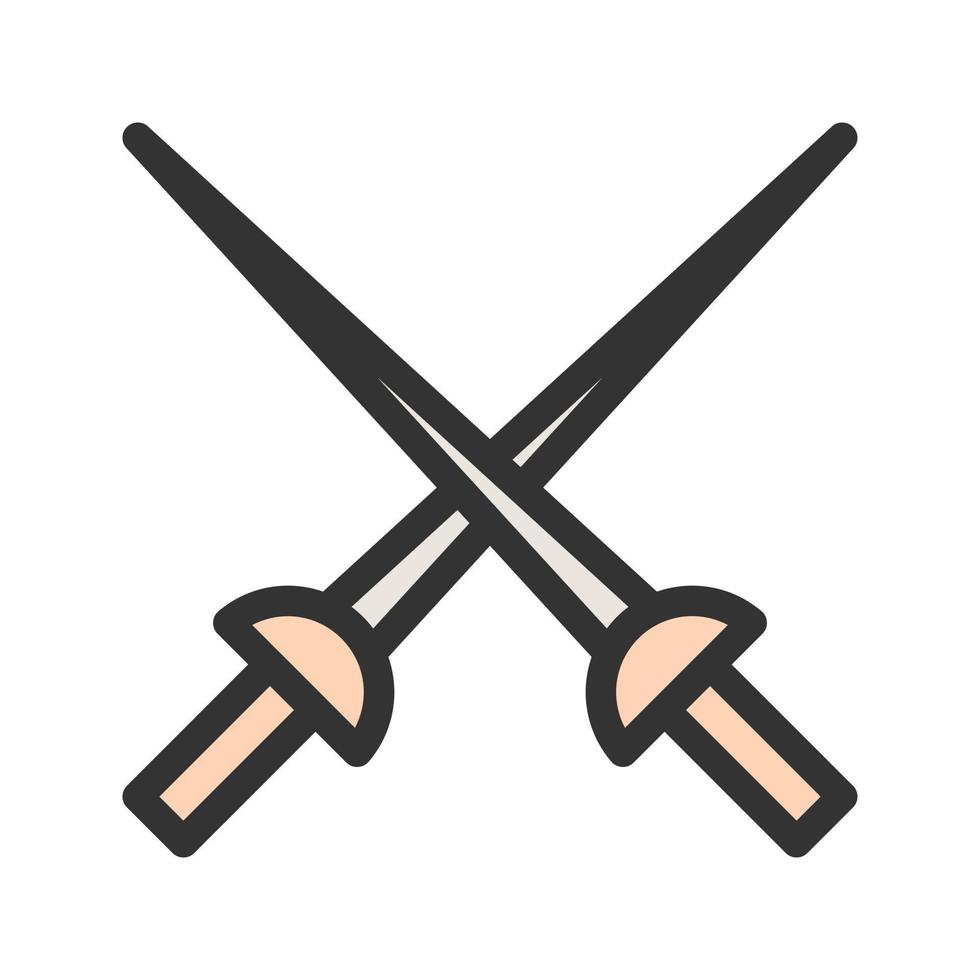 fäktning svärd fylld linje ikon vektor