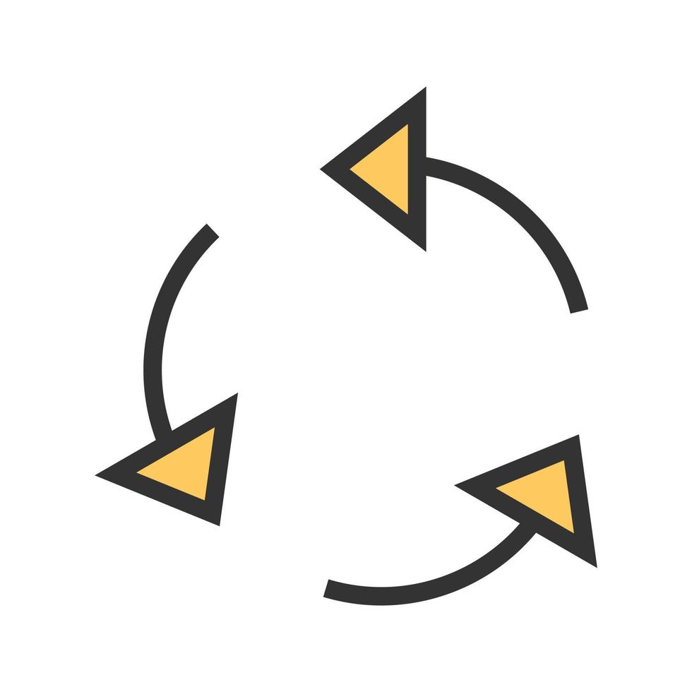 Symbol für gefüllte Linie mit Zykluspfeil vektor