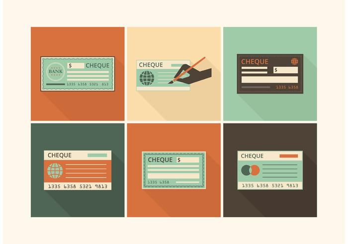 Gratis Retro Blank Check Vector Set