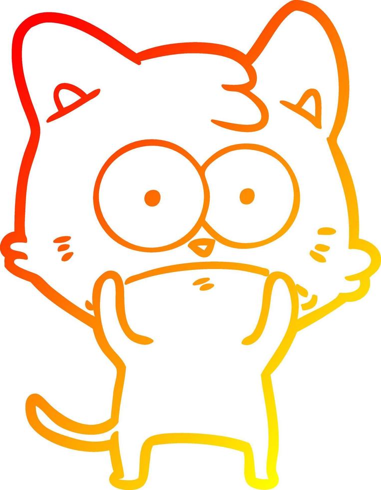 warme Gradientenlinie Zeichnung Cartoon nervöse Katze vektor