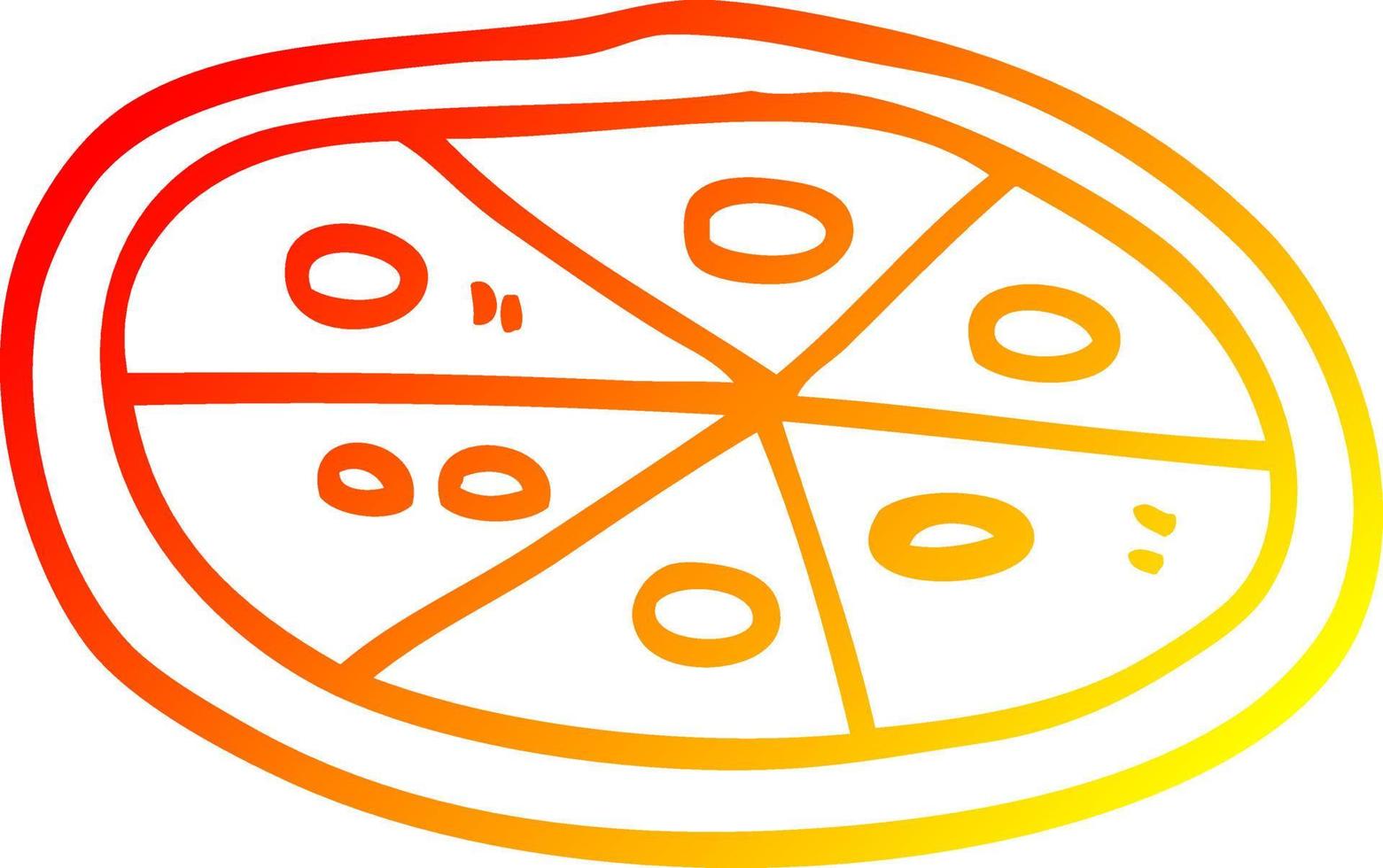 varm gradient linjeteckning tecknad pizza vektor