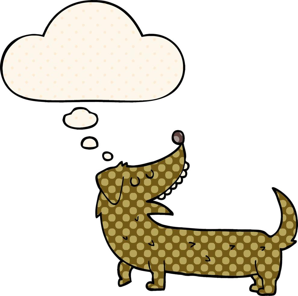 tecknad hund och tankebubbla i serietidningsstil vektor