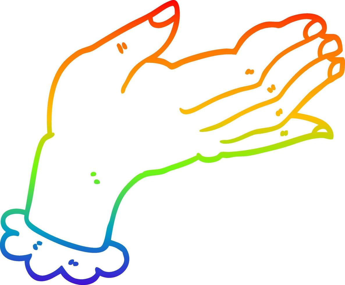 Regenbogen-Gradientenlinie Zeichnung Cartoon-Hand vektor