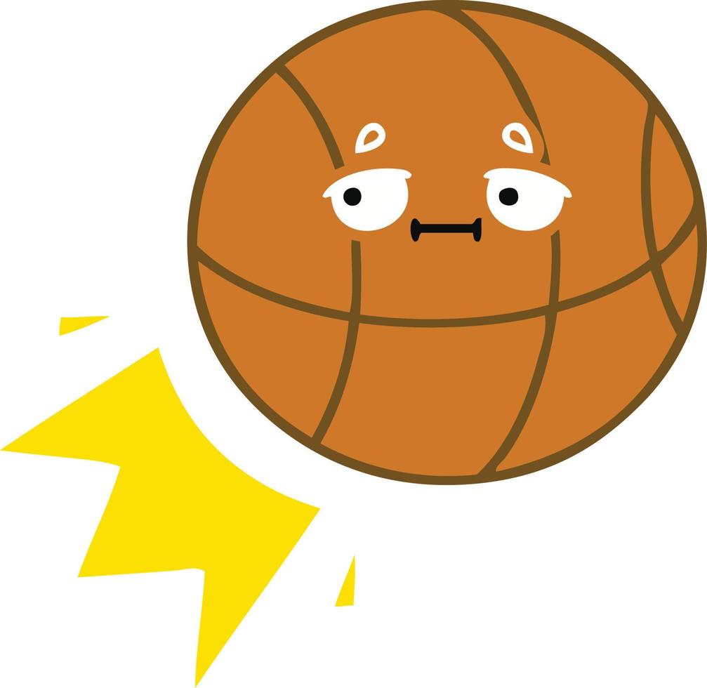 Retro- Cartoon-Basketball in flacher Farbe vektor