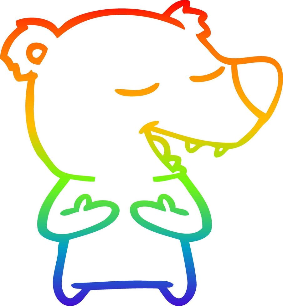Regenbogen-Gradientenlinie Zeichnung Cartoon-Bär vektor