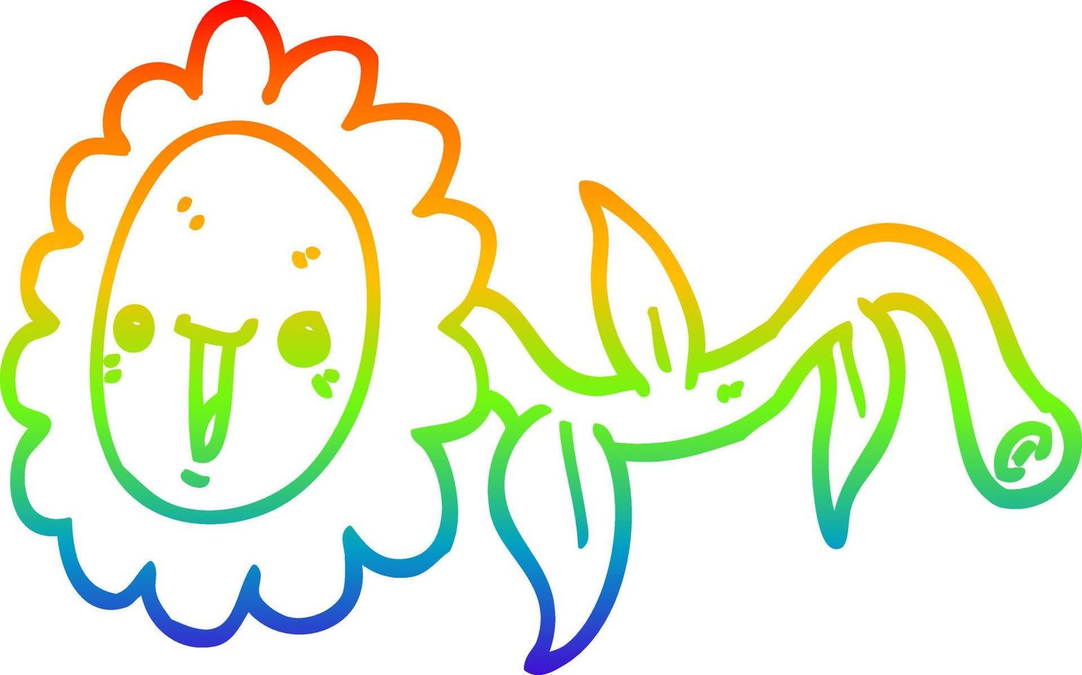 Regenbogen-Gradientenlinie Zeichnung Cartoon-Blume vektor