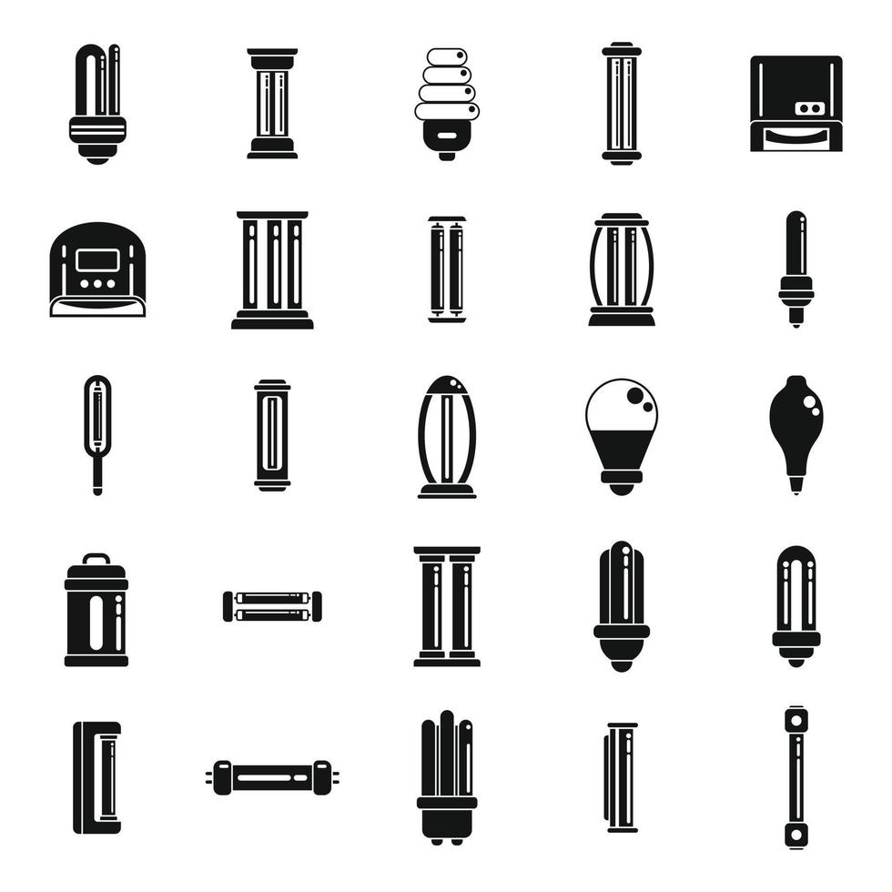 UV-Lampensymbole setzen einfachen Vektor. Pflege Klinik vektor