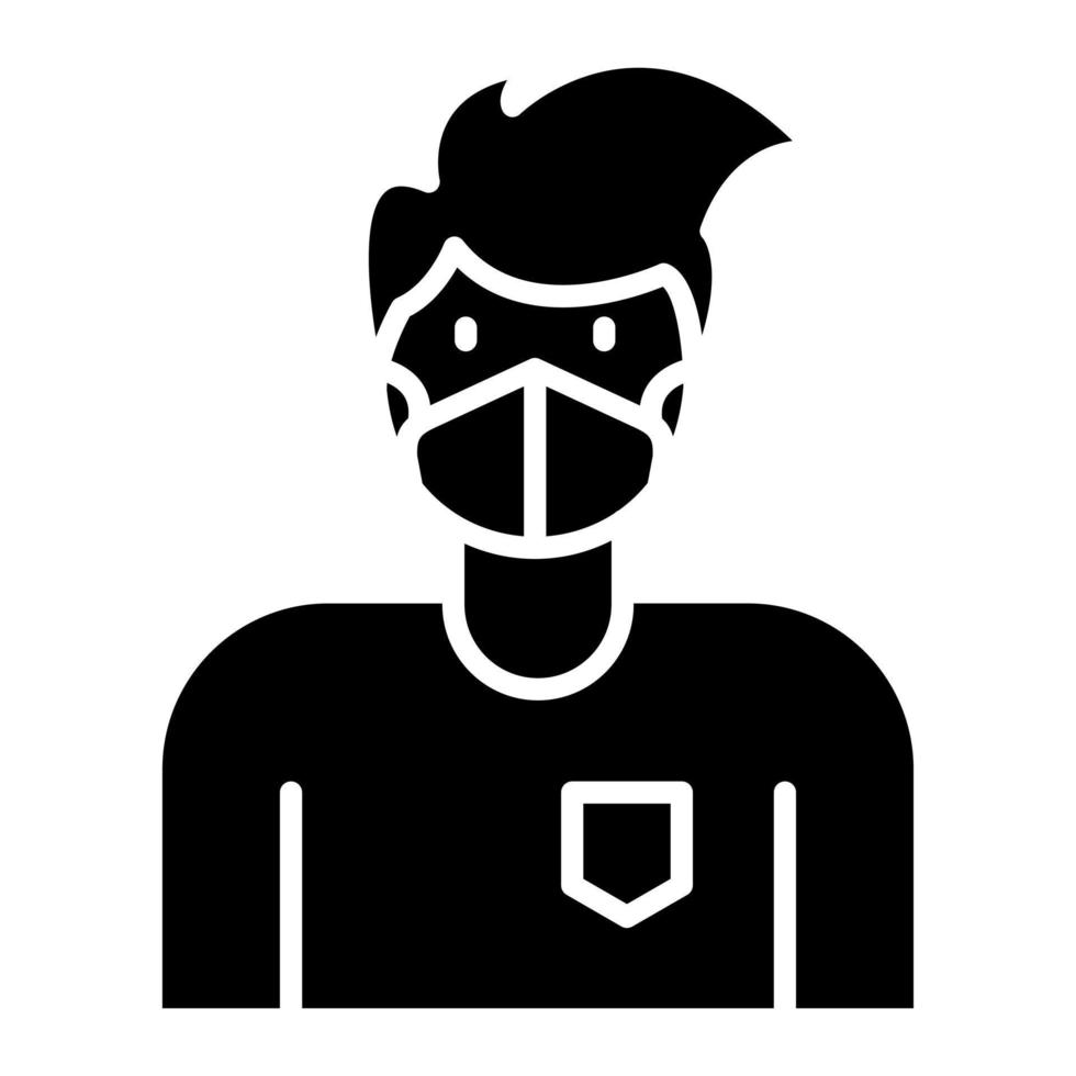 Mann mit Masken-Glyphen-Symbol vektor