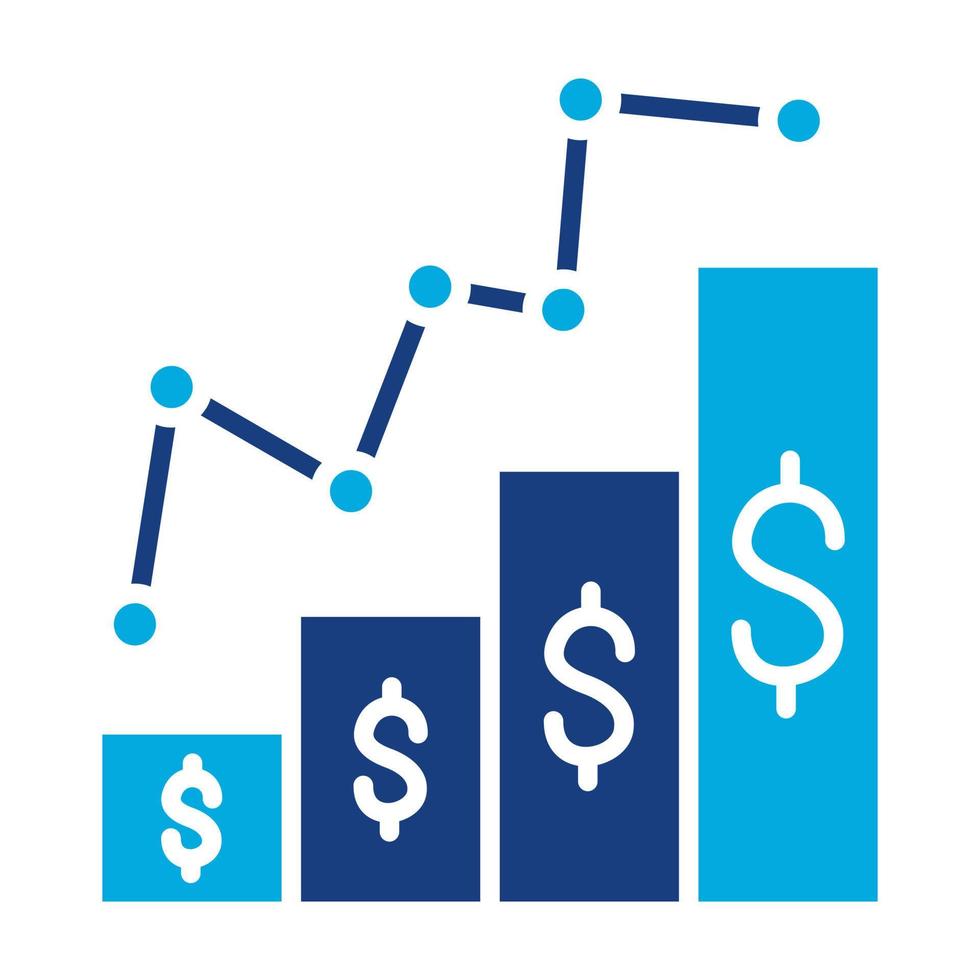 tillväxt graf glyf två färgikonen vektor