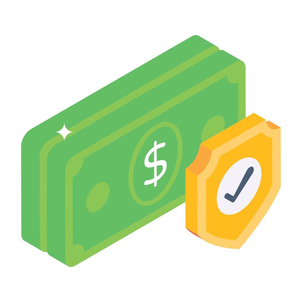 Geldschutz isometrisches Symbol, anpassbares Design vektor