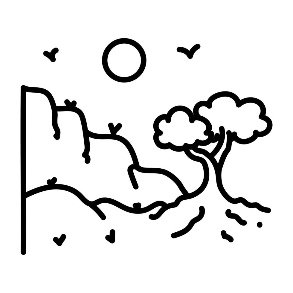 trendiga doodle ikon av ett träd vektor