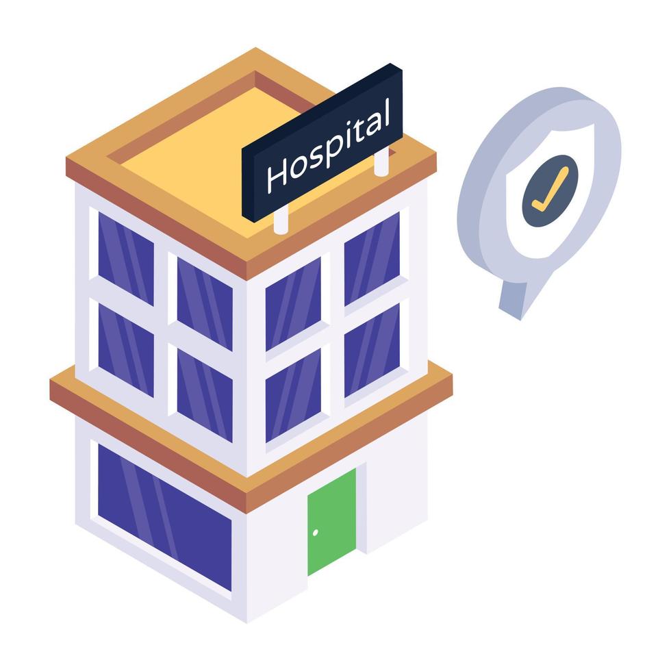 premium isometrisk ikon för sjukhusförsäkring vektor