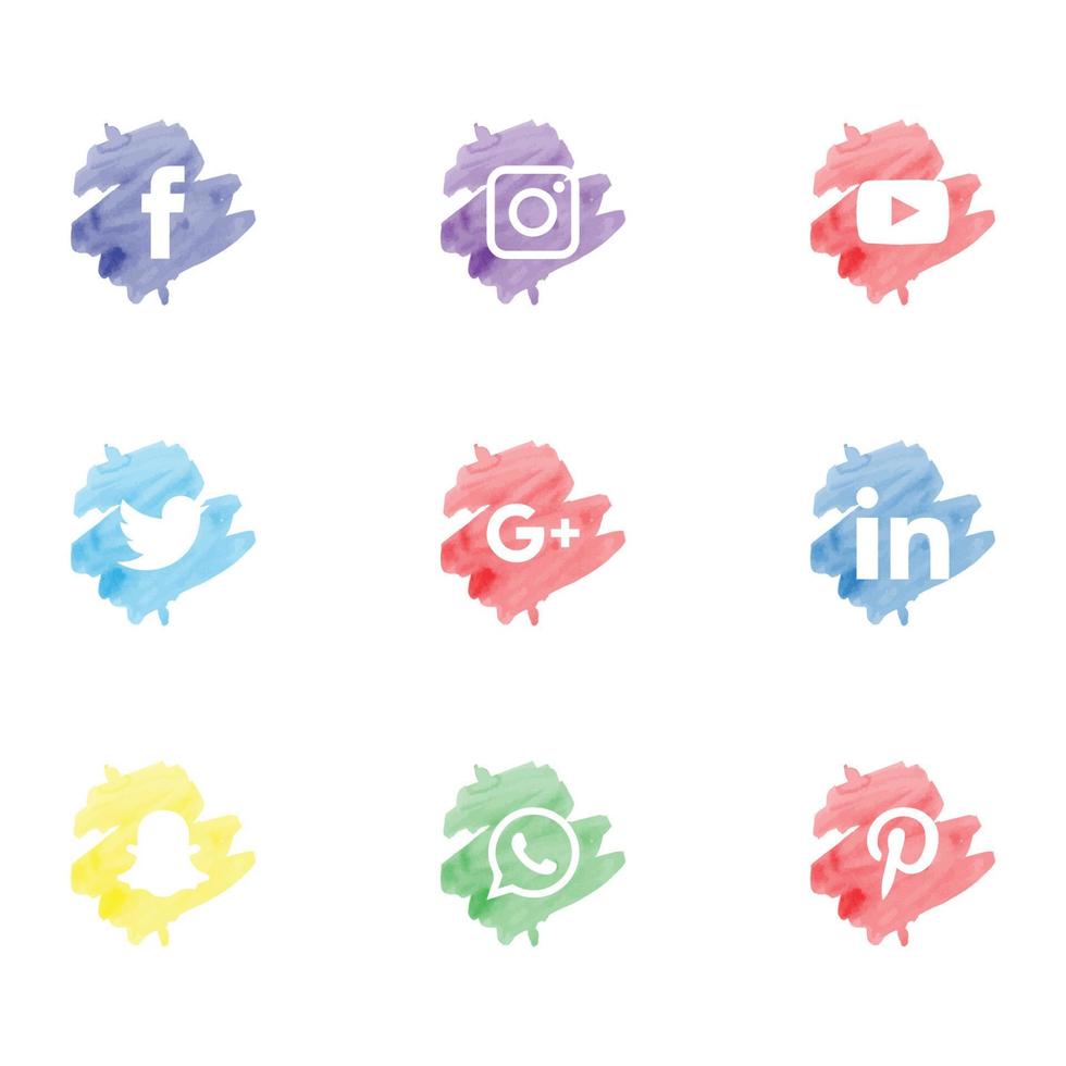 uppsättning av de mest populära sociala medier-ikonerna vektor