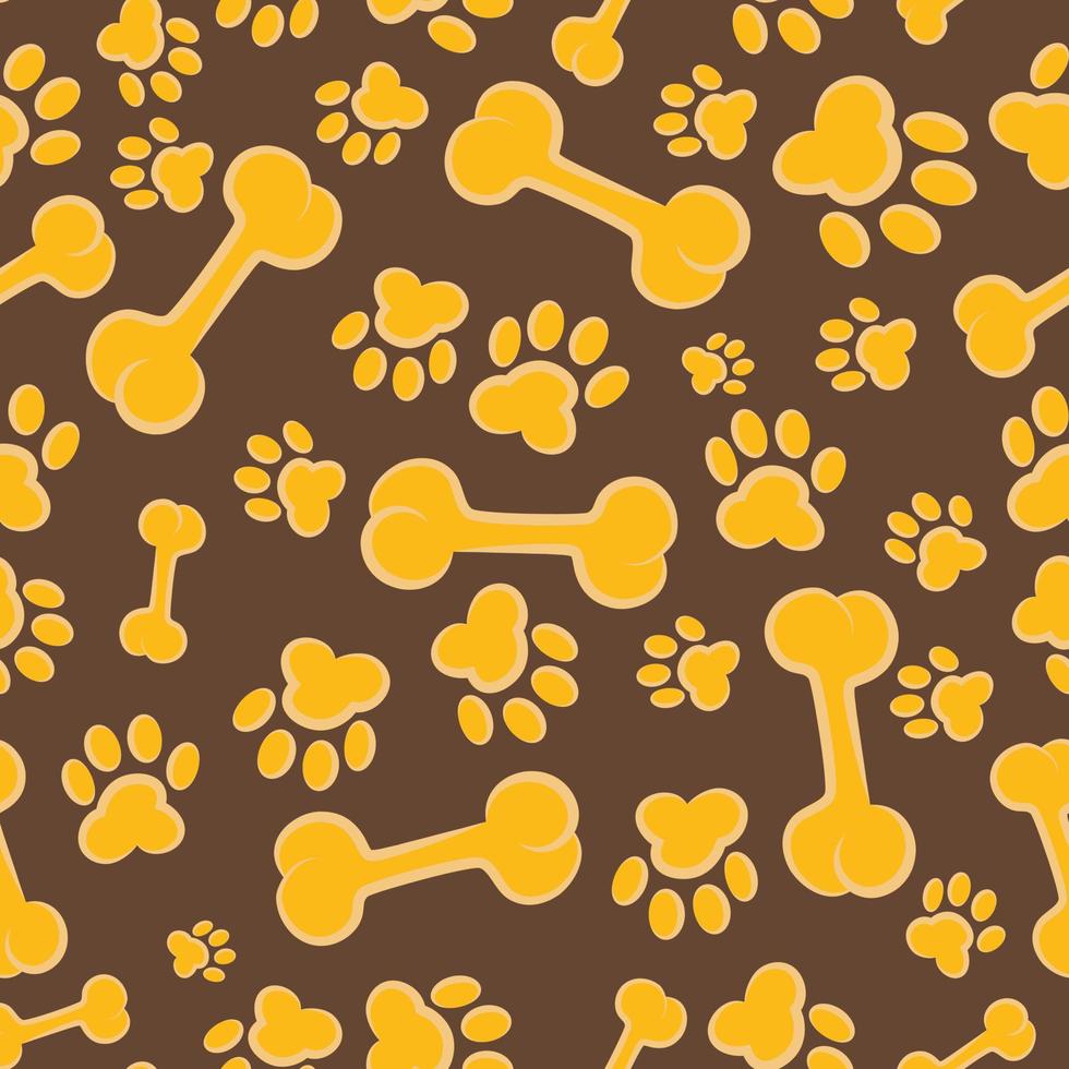 hund tass sömlösa mönster vektor ben hund fotavtryck mönster. tecknad valp bulldog klistermärken hundmat textur illustration gåva eller omslagspapper