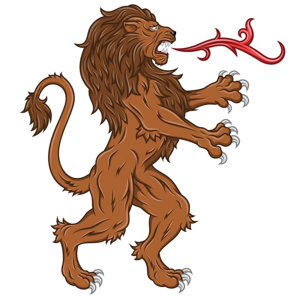 skenande lejonvektordesign som användes som en heraldisk symbol i den europeiska medeltiden vektor