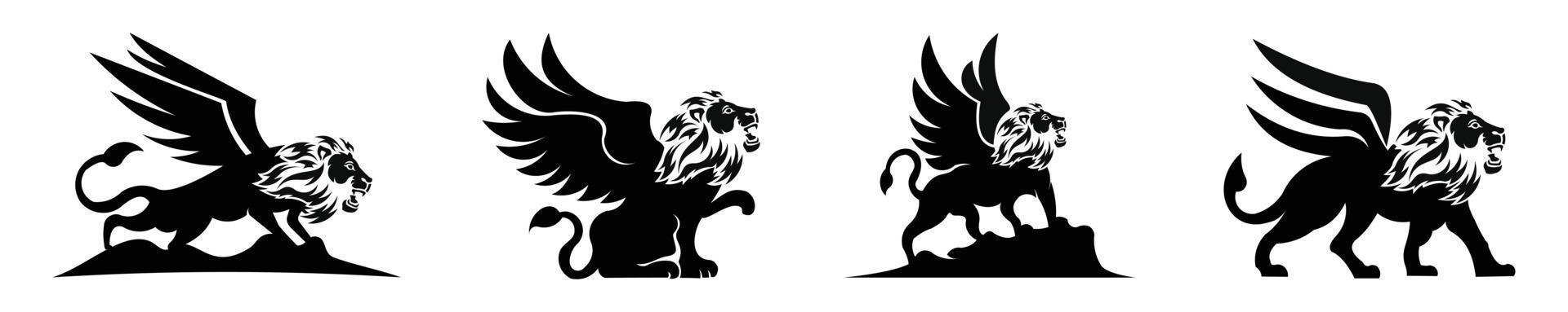 lejon med vingar ikon. bevingade lejon, lejon med ving silhuett isolerade vektorillustration. vektor