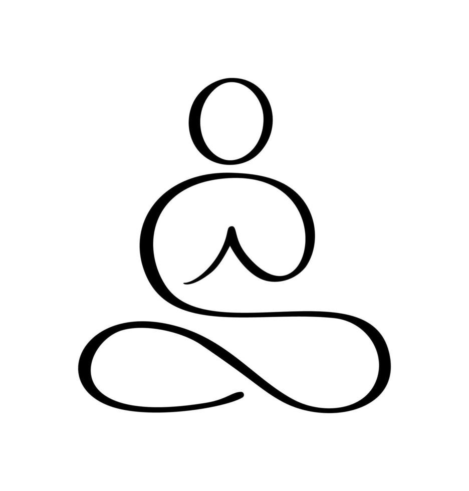 yoga lotus pose ikon vektor logotyp koncept. meditation yoga minimal symbol. hälsospa meditation harmoni zen logotyp. kreativa grafiska tecken formgivningsmall